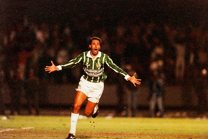Jogador do Palmeiras comemorando gol — Final do Paulista 1993